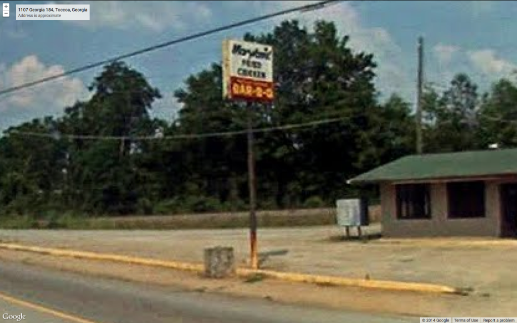 Toccoa, sign closeup